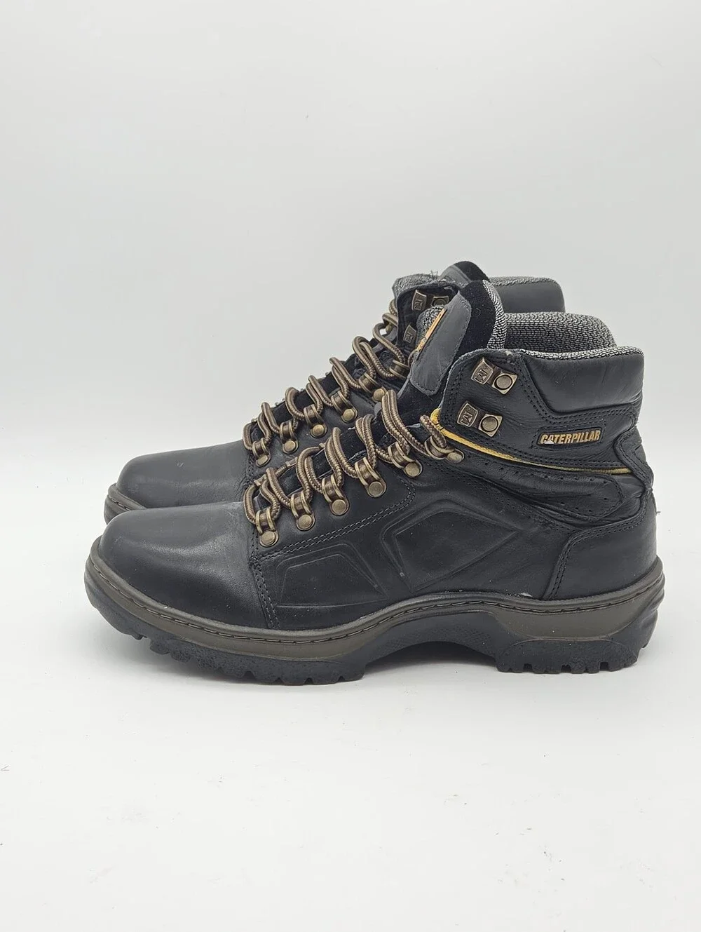 Caterpillar Y2K Lace Up Black Leather Boots Size‎ Men's 8.5 Wide